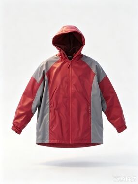 Men  Red and Gray Hooded Waterproof Jacket